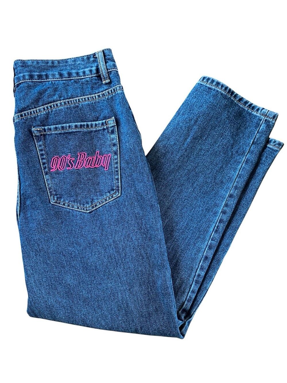 Angel Kiss Jeans "90's Baby" Embroidered Jeans High Rise Tapered Leg - Size 29
